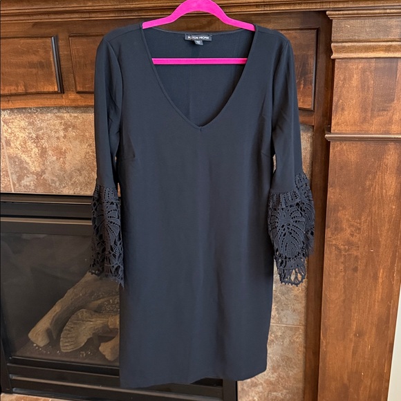 Boston Proper Dresses & Skirts - Boston Proper Travel Collection black statement bell lace sleeve dress NWT L